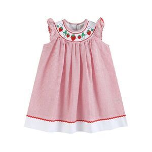 Lil Cactus Girls  Smocked Bishop Dress, Red